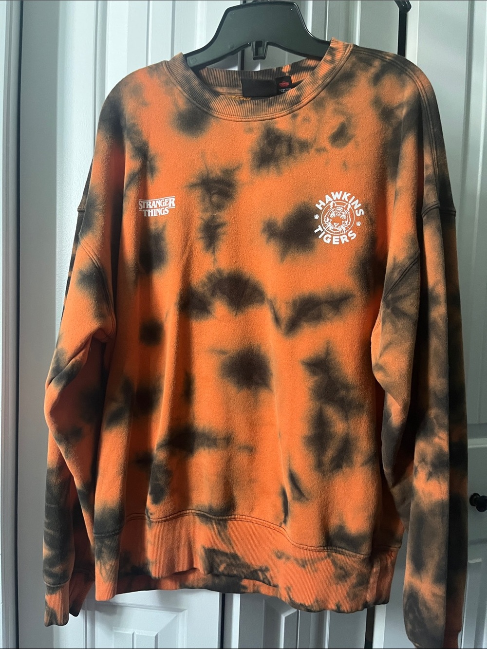 H&M Stranger Things Orange and Black Oversized Crewneck Sweatshirt